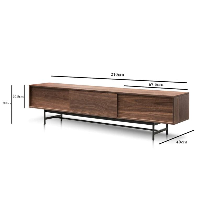 Cassandra Walnut Wooden TV Stand - Black Legs