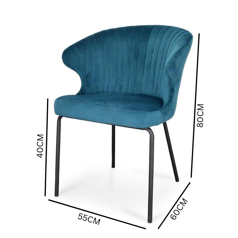 Amira Dining Chair - Turquoise Velvet