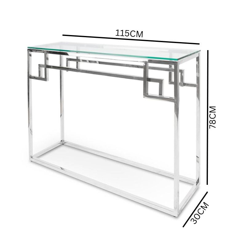 Anzu Glass Console Table - Stainless Steel Base