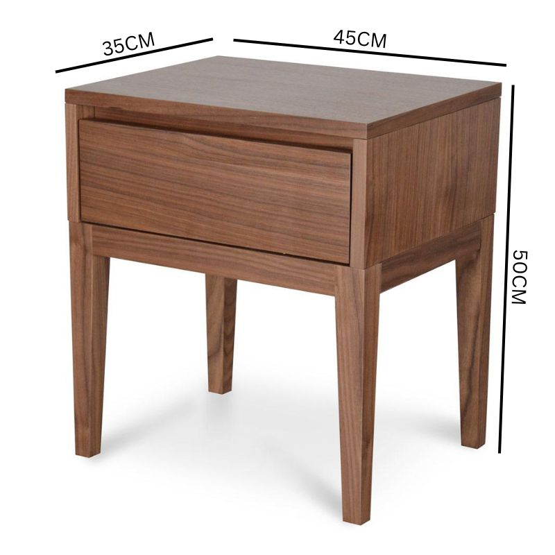 Arya Wooden Bedside Table - Walnut