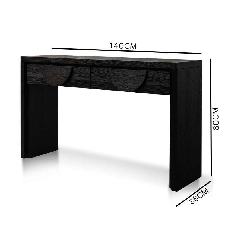 Ava Console Table with Drawers - Textured Espresso Black