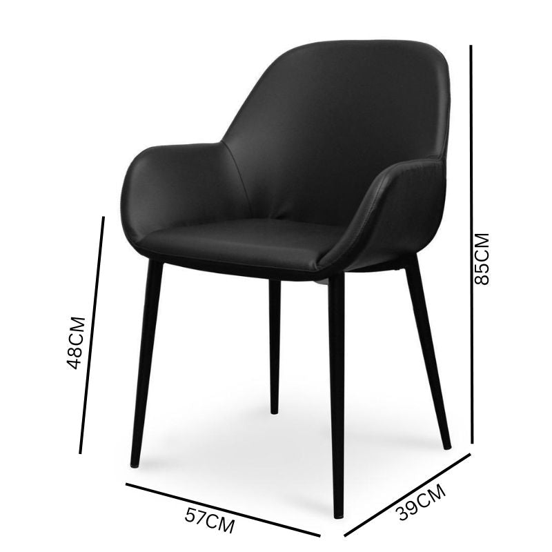 Ava Leather Dining Chair - Full Black