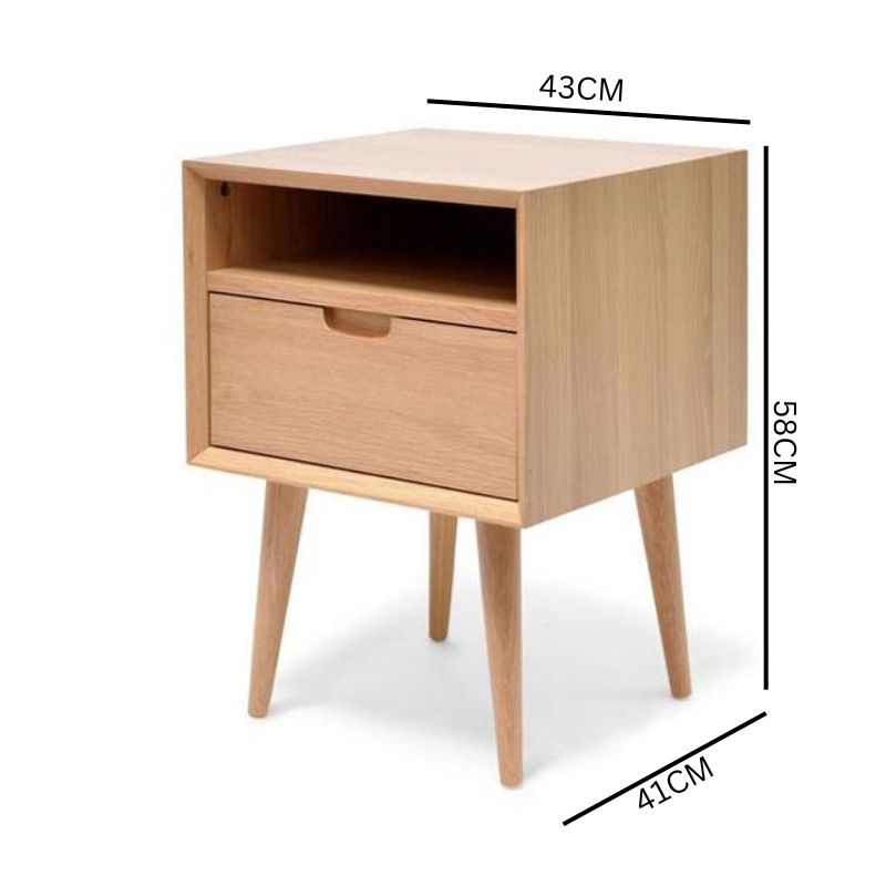 Axel Wooden Bedside Table - Natural