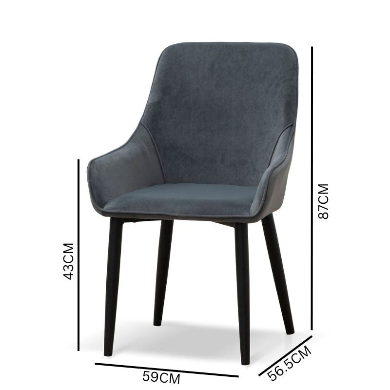 Bella Dining Chair - Grey Velvet