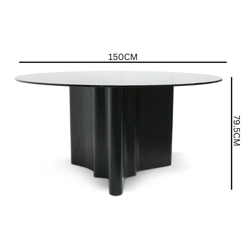 Blake  1.5m Round Glass Dining Table - Black