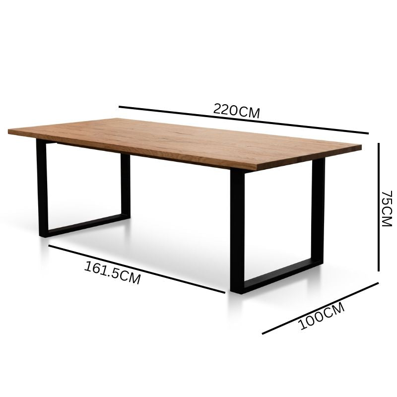 Damian 2.2m Straight Top Dining Table - Rustic Oak