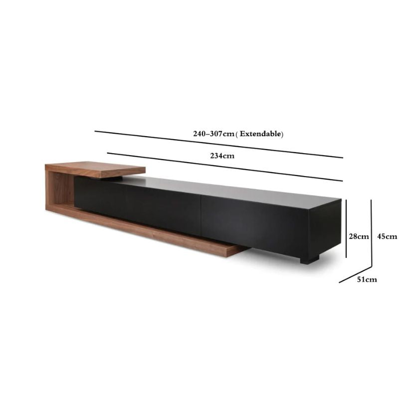 Destiny Extendable TV Stand - Walnut - Black Matte