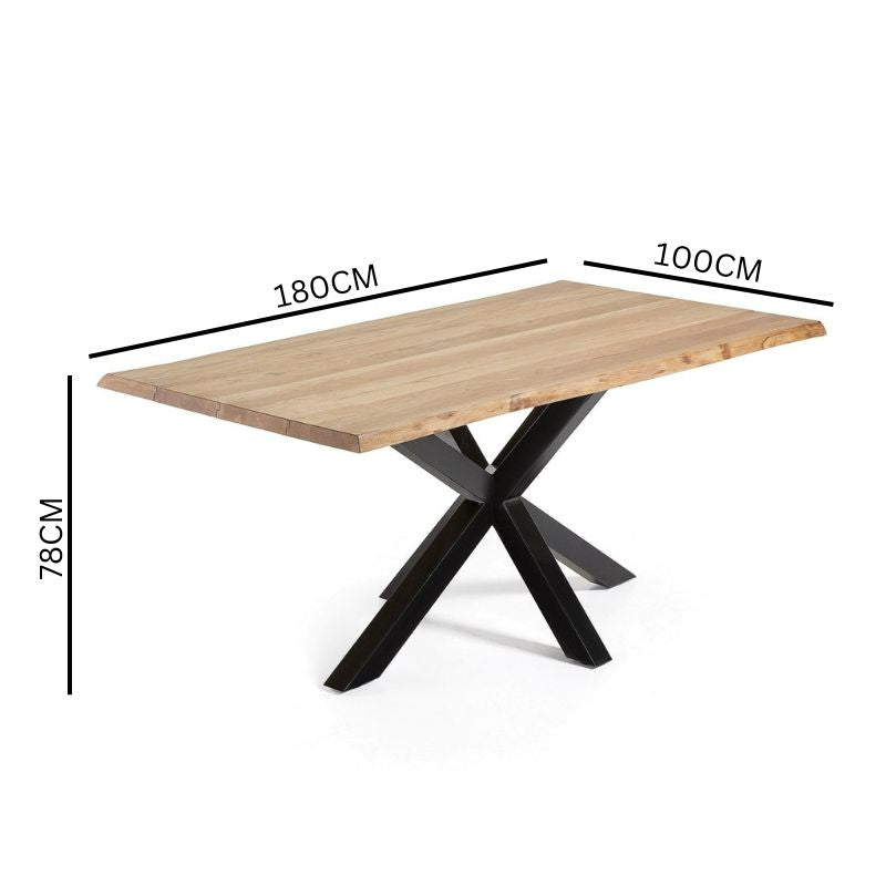 Diego 1.8m Natural Oak Dining Table - Black