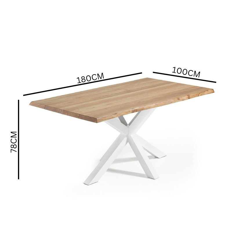 Diego 1.8m Natural Oak Dining Table - White