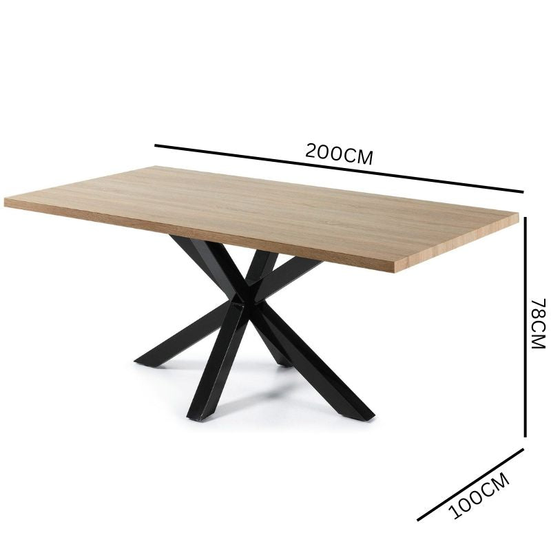 Diego 2.2m Natural Oak Dining Table - Black