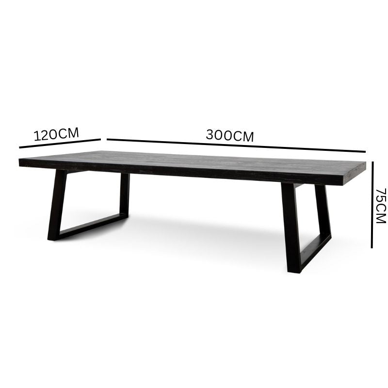 Eros 3m Reclaimed Wood Dining Table - Full Black
