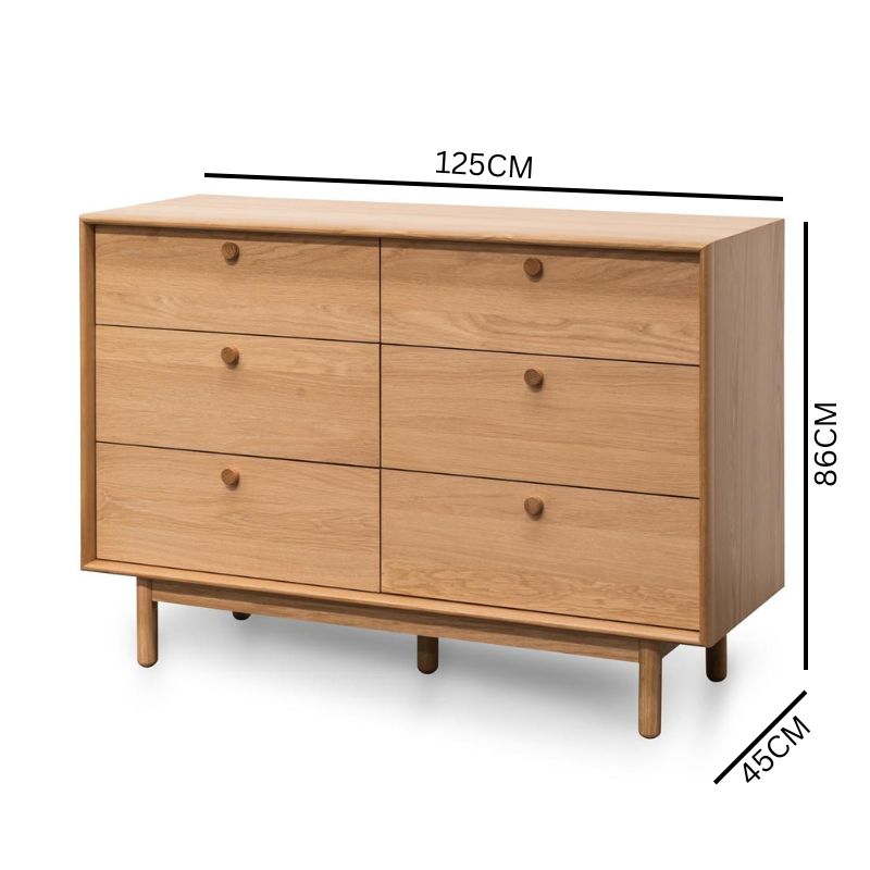 Ethan 6 Drawer Wide Chest - Oak