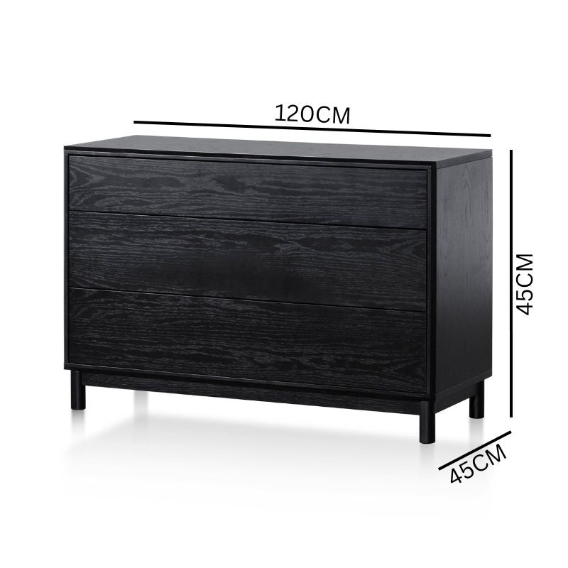 Evelyn 3 Drawers Dresser Unit - Black Oak