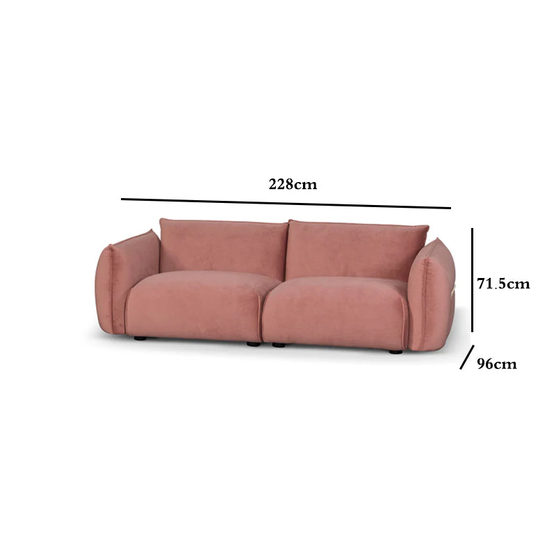 Felix 3S Sofa - Blush Pink  Brass Frame