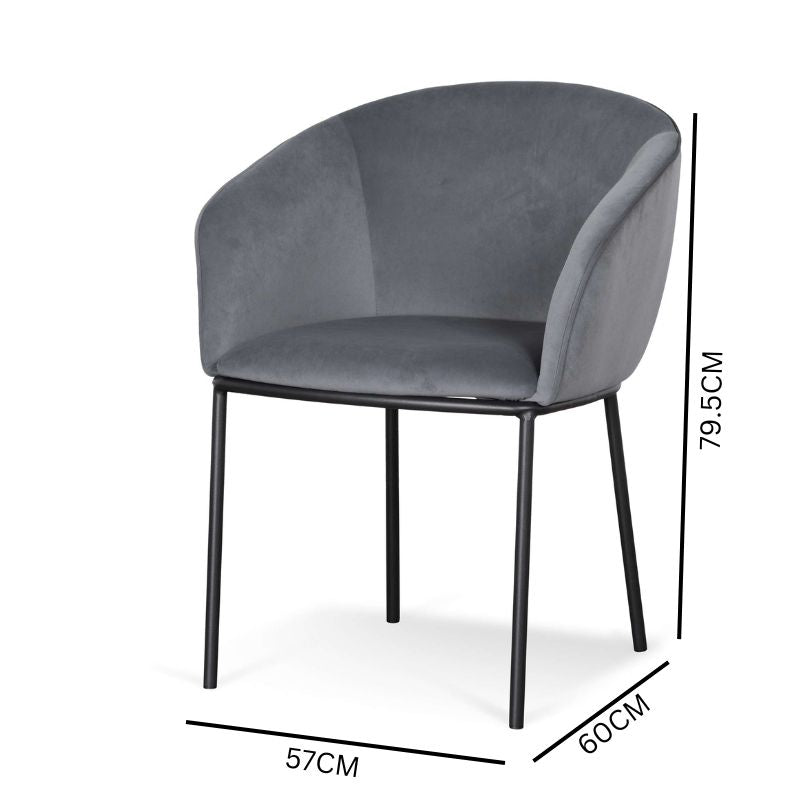 Florence Dining Chair - Grey Velvet