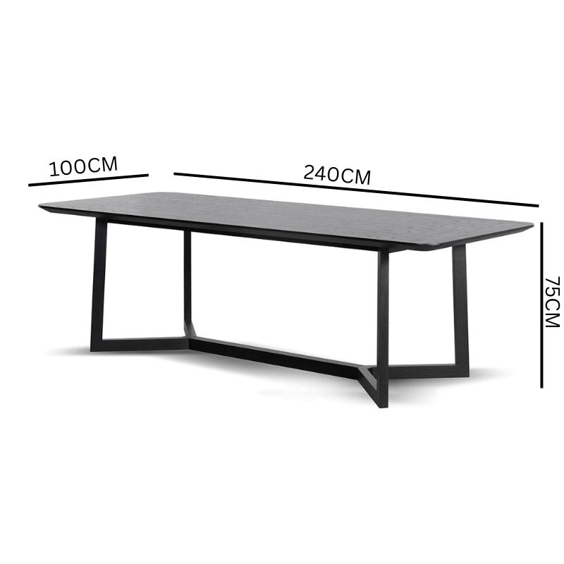 Gian 2.4m Wooden Dining Table - Full Black