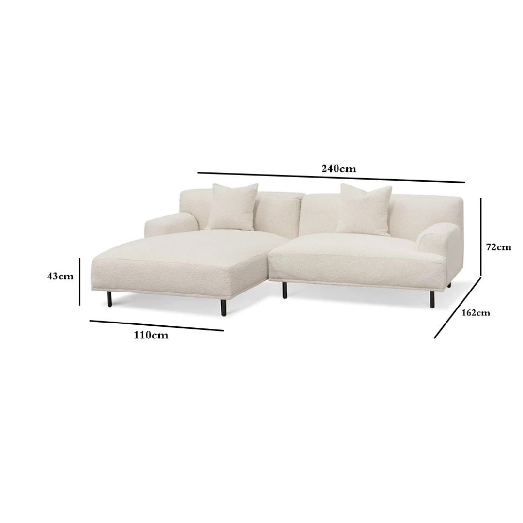 Julia Left Chaise Sofa - Ivory White Boucle