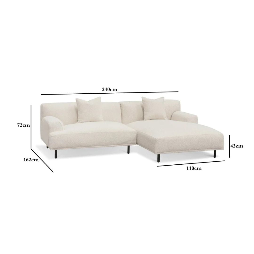 Julia Right Chaise Sofa - Ivory White Boucle