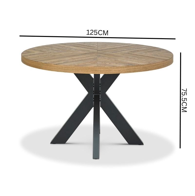 Jerry 4 Seater Round Dining Table - European Knotty Oak