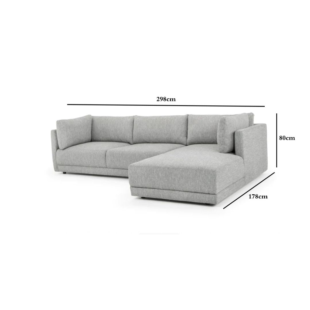 Kiera 3S Right Chaise  Sofa - Graphite Grey