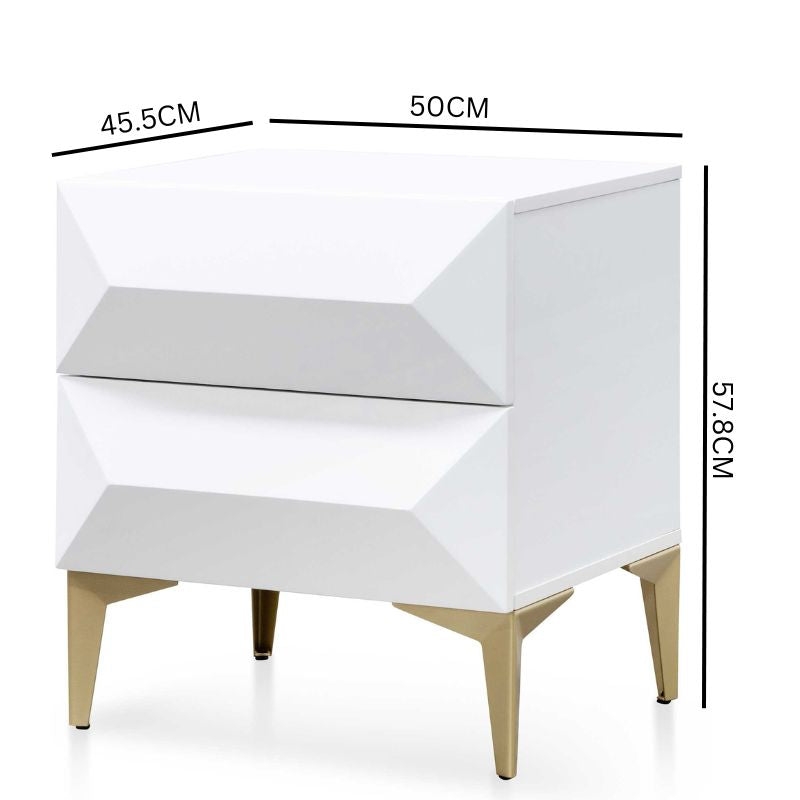 Kora Wooden Side Table - White with Gold Legs