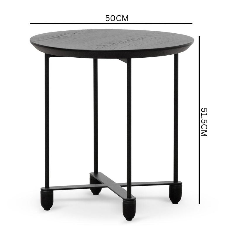 Kylian Wooden Top Side Table - Full Black