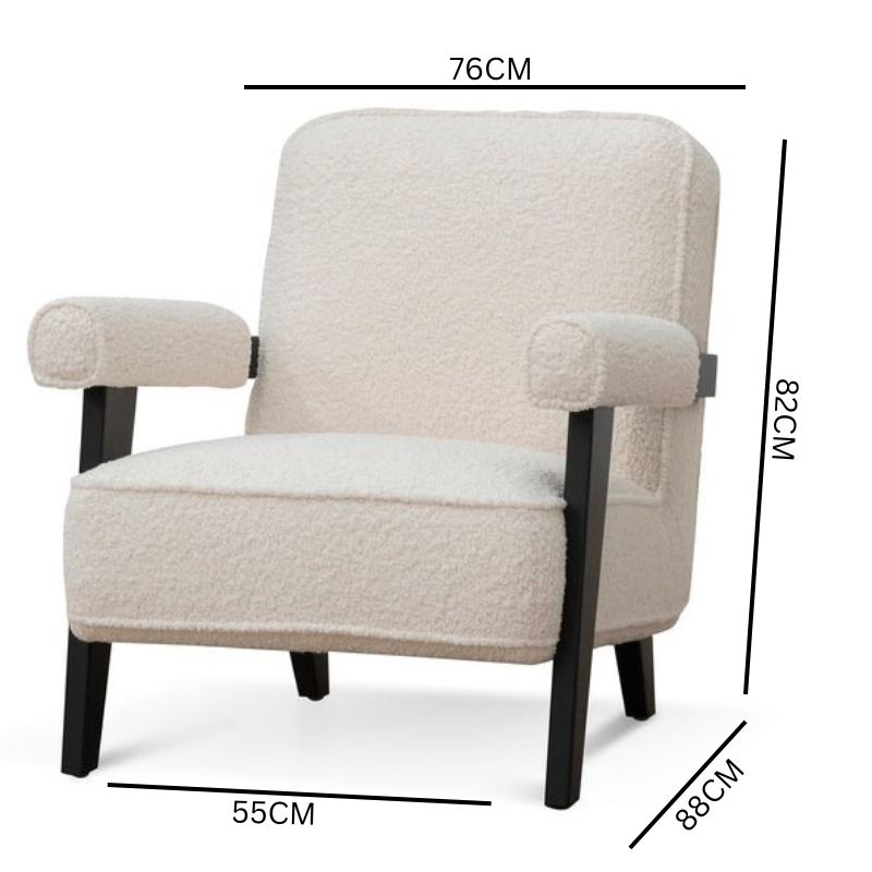 Liam Armchair - Ivory White Wool