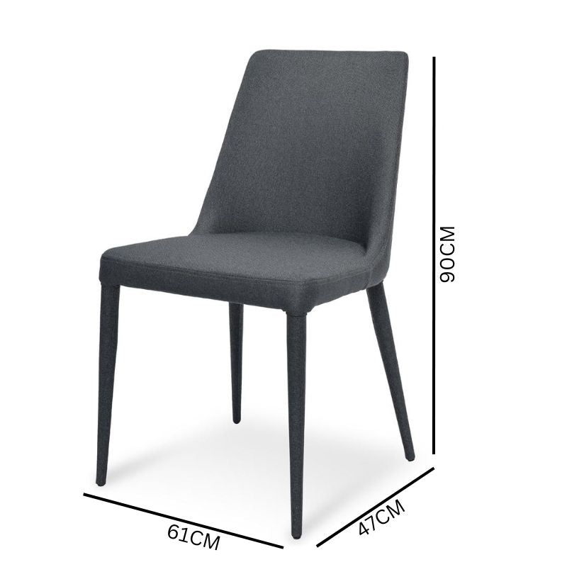 Lucas Fabric Dining Chair - Gunmetal Grey