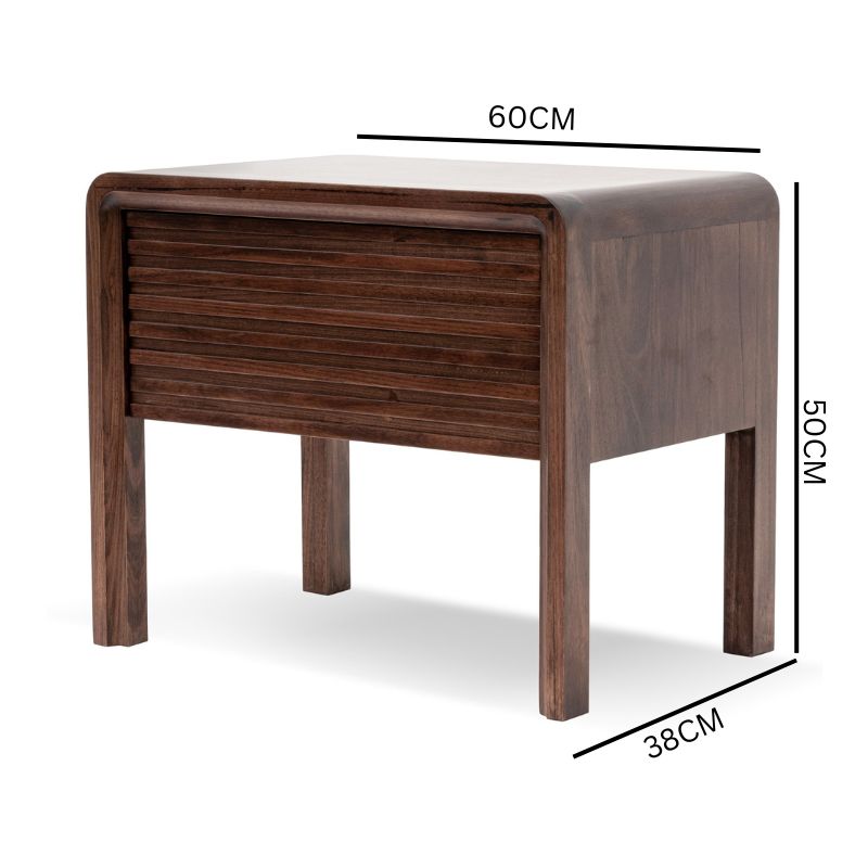 Lulu Single Drawer Bedside Table - Walnut