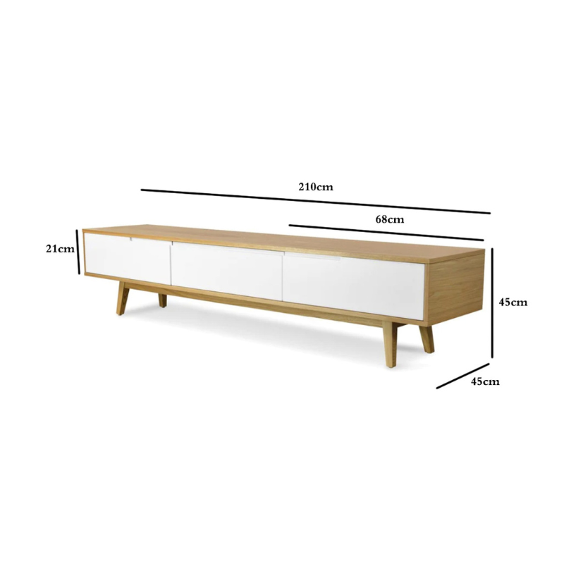 Magnus Wooden Scandinavian TV Unit - Lowline - Natural