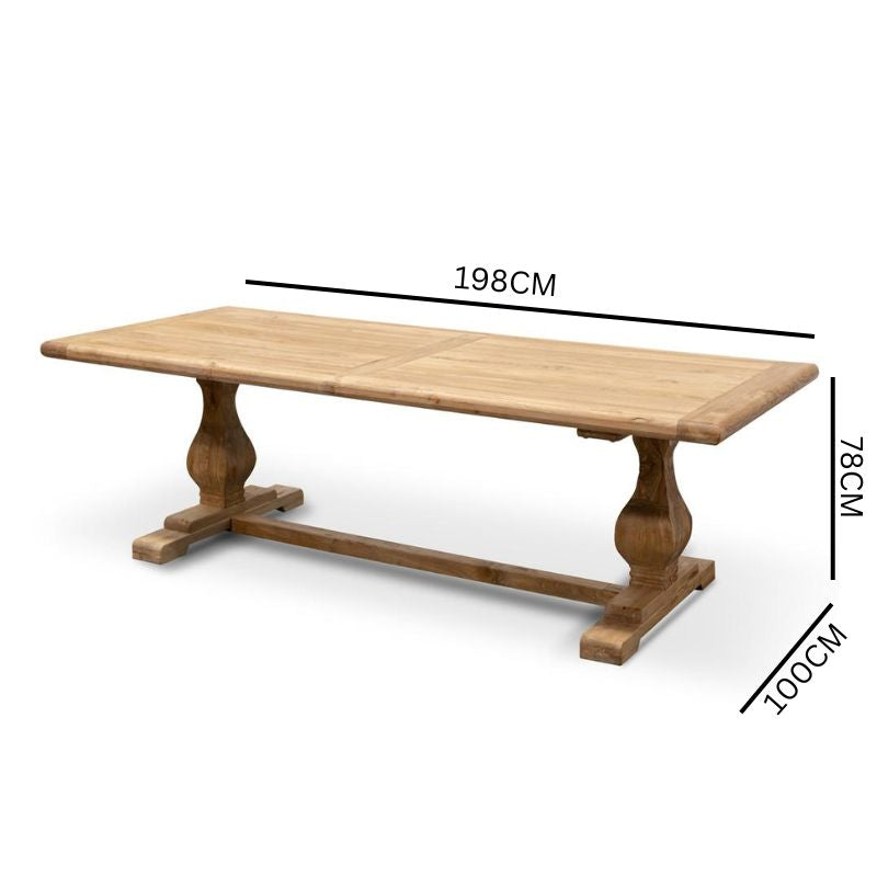 Mark Reclaimed 2.4m Ash Wood Dining Table - Rustic Natural