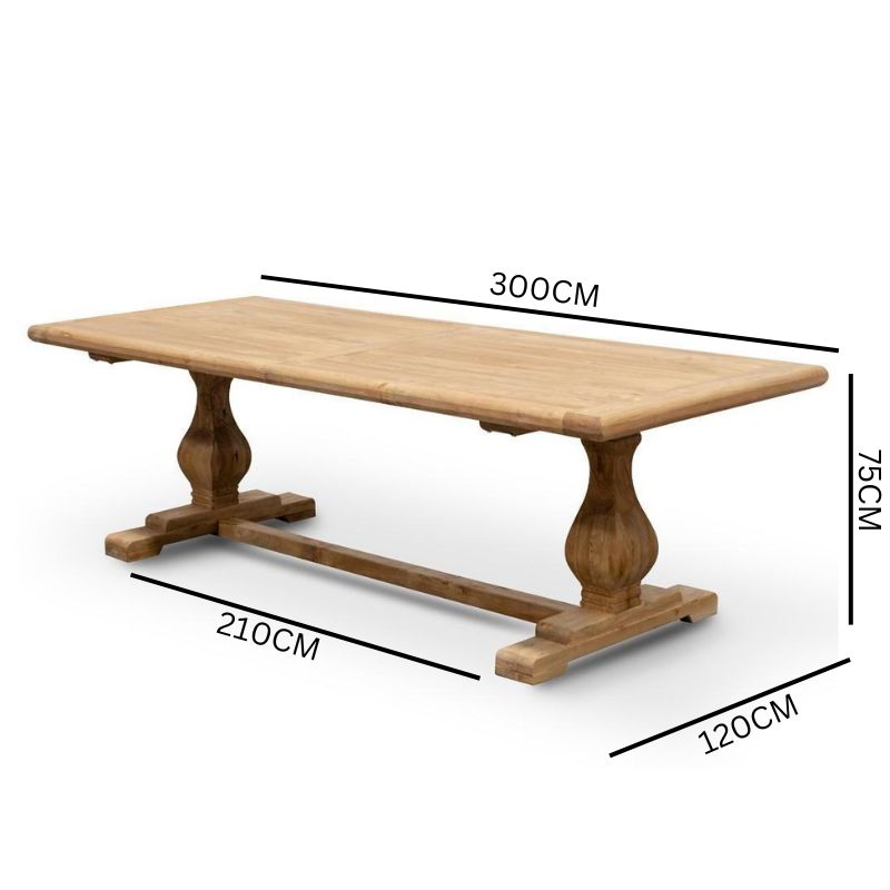 Mark Reclaimed Ash Wood Dining Table 1.98m - Rustic Natural