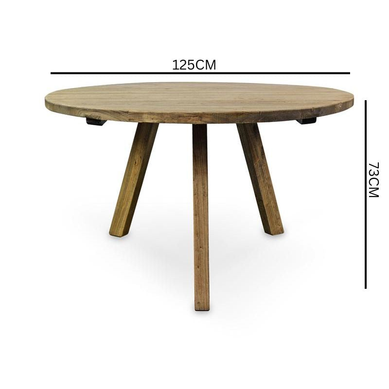 Mina Reclaimed 1.25m Round Wooden Dining Table