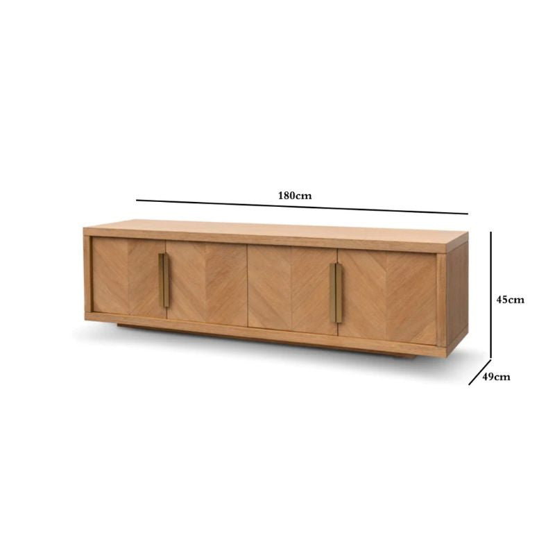 Miranda TV Entertainment Unit - Dusty Oak with Gold Handle