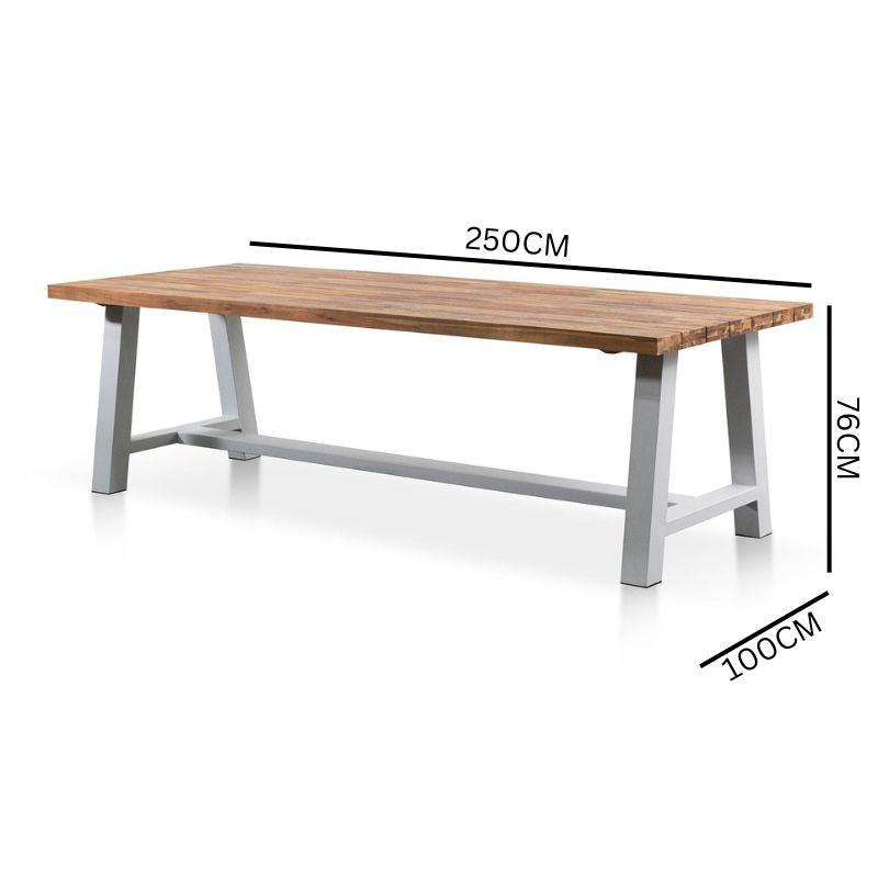 Nemo 2.5m Outdoor Dining Table - Natural Top and White Base