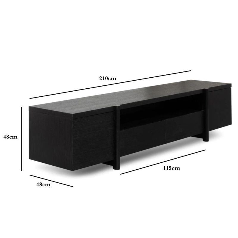 New York Lowline Wooden TV Entertainment Unit - Black Oak