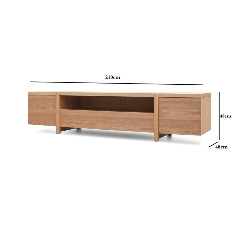 New York Lowline Wooden TV Entertainment Unit - Full Natural