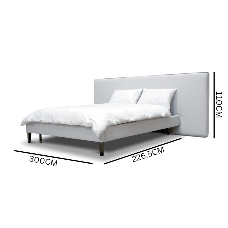 Oliver Fabric Wide King Bed Frame - Cement Grey