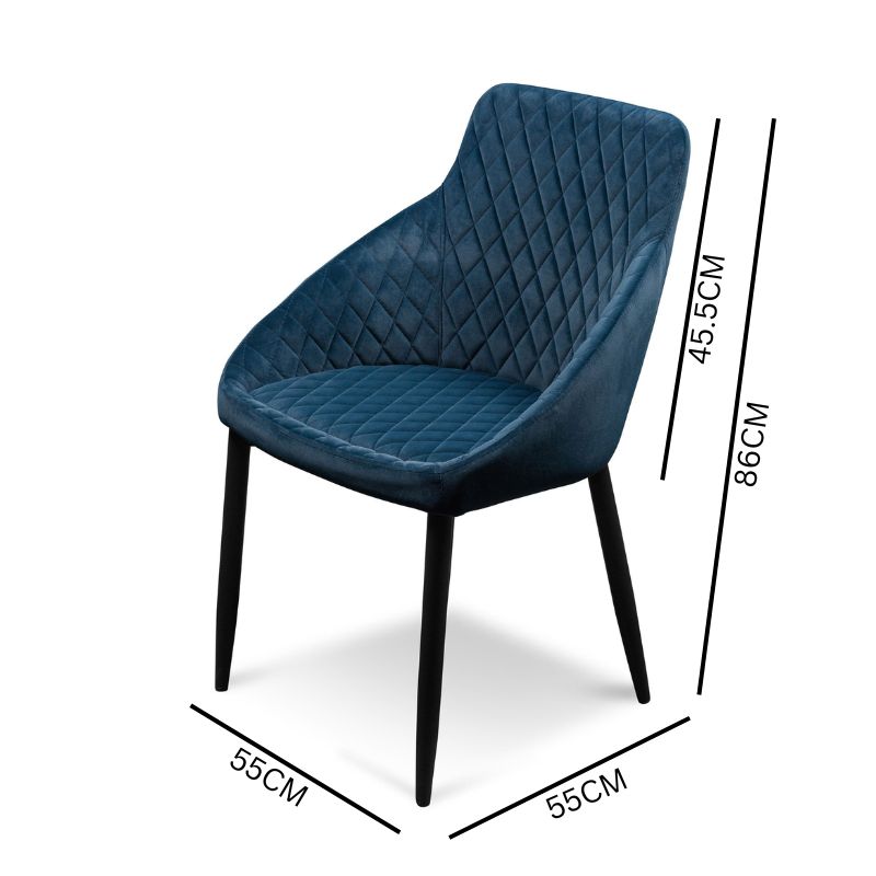 Rome Dining Chair - Navy Blue Velvet