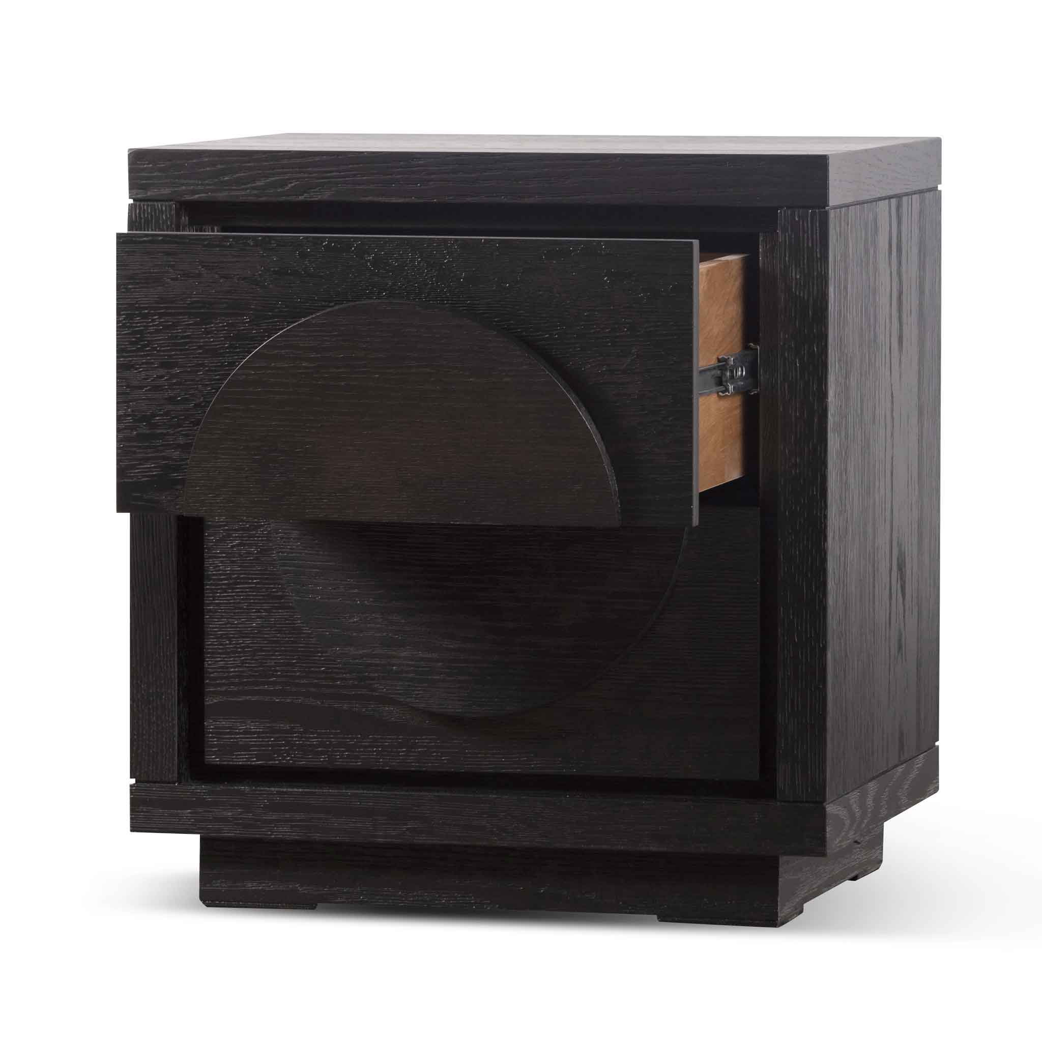 Amiyah Bedside Table - Textured Espresso Black