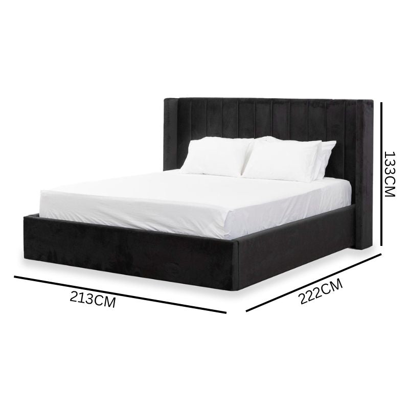 Sebastian King Bed Frame - Black Velvet