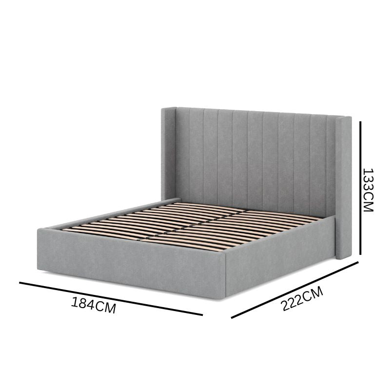 Sebastian Wide Base Queen Bed Frame - Flint Grey