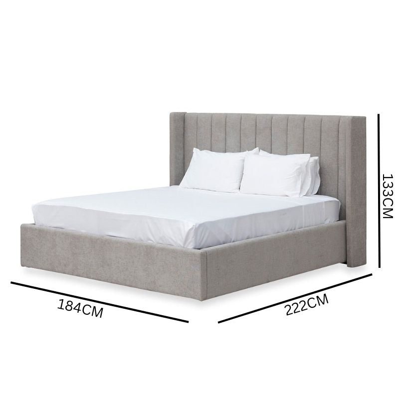 Sebastian Wide Base Queen Bed Frame - Oyster Beige