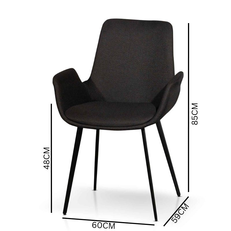 Set of 2 Amelia Fabric Dining Chair - Black