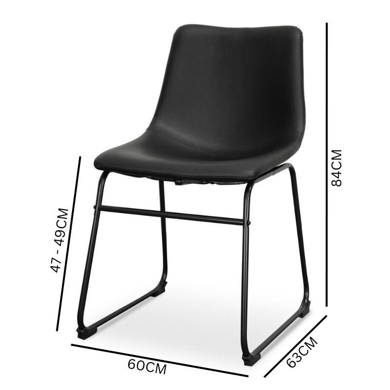 Set of 2 Ethan Dining Chair - Black PU Leather