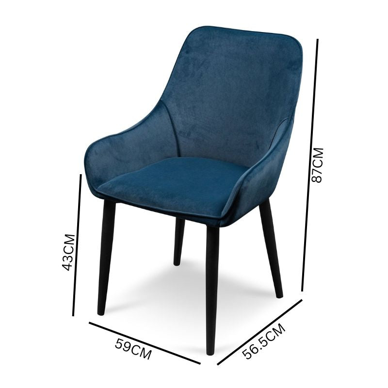 Set of 2 Lina Dining Chair - Navy Blue Velvet