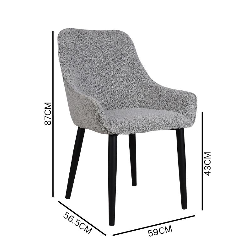 Set of 2 Mercotte Dining Chair - Pepper Boucle