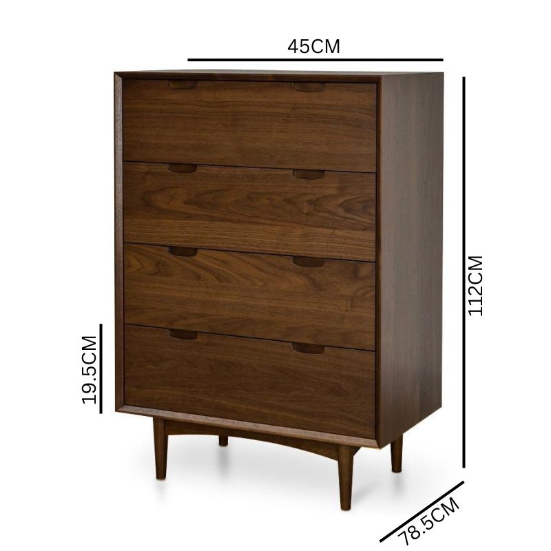 Stella 4 Drawer Chest Scandinavian Design - Walnut