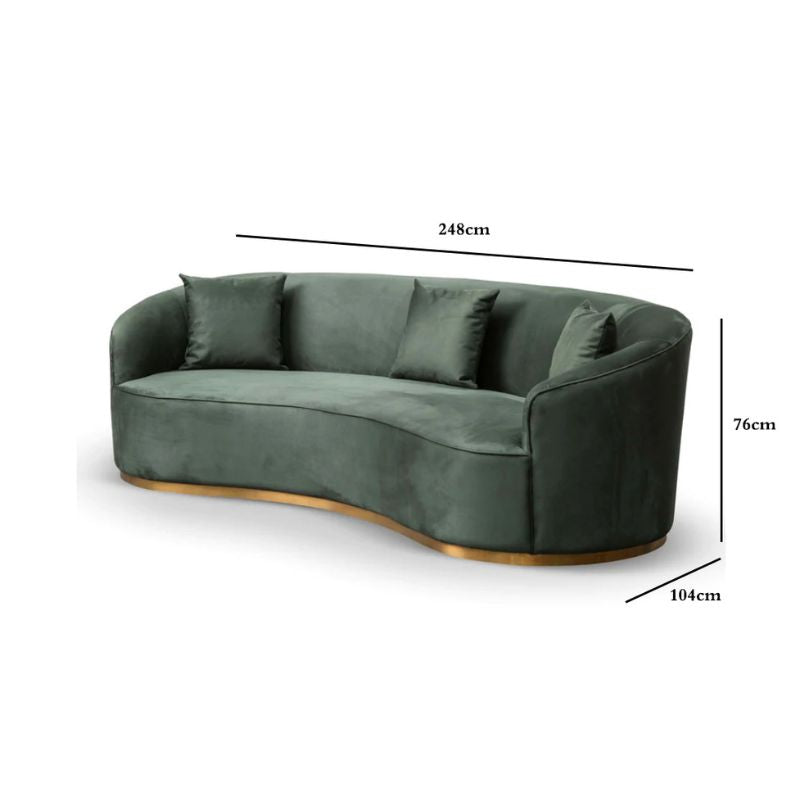 Sophie 3S Sofa - Dark Green Velvet