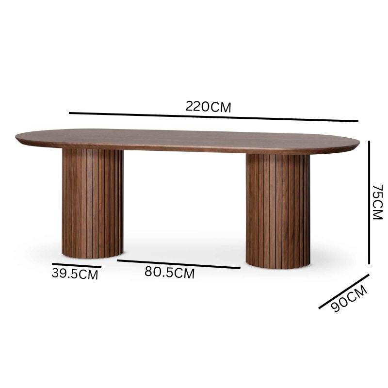 Vics 2.2m Wooden Dining Table - Walnut Veneer